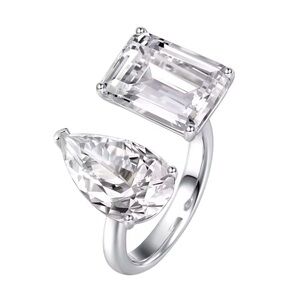 Waterdrop Shaped Moissanite Adjustable Ring 925 Sterling Silver